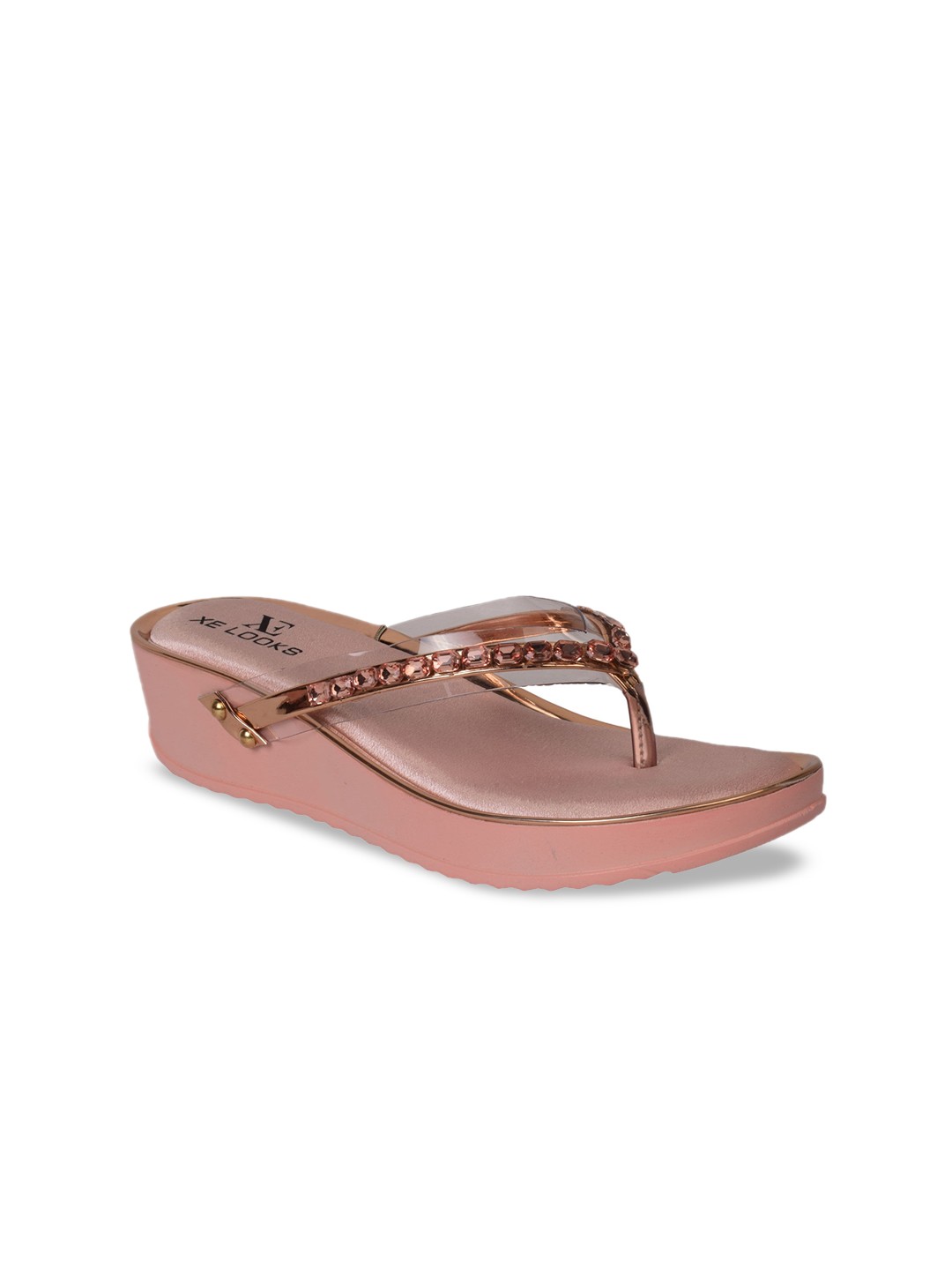 

XE Looks Peach-Coloured Textured Party Platform Heels