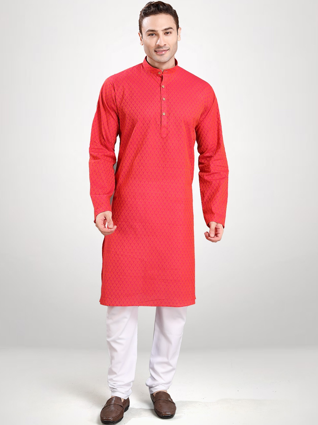 

RG DESIGNERS Men Orange Kurta with Pyjamas