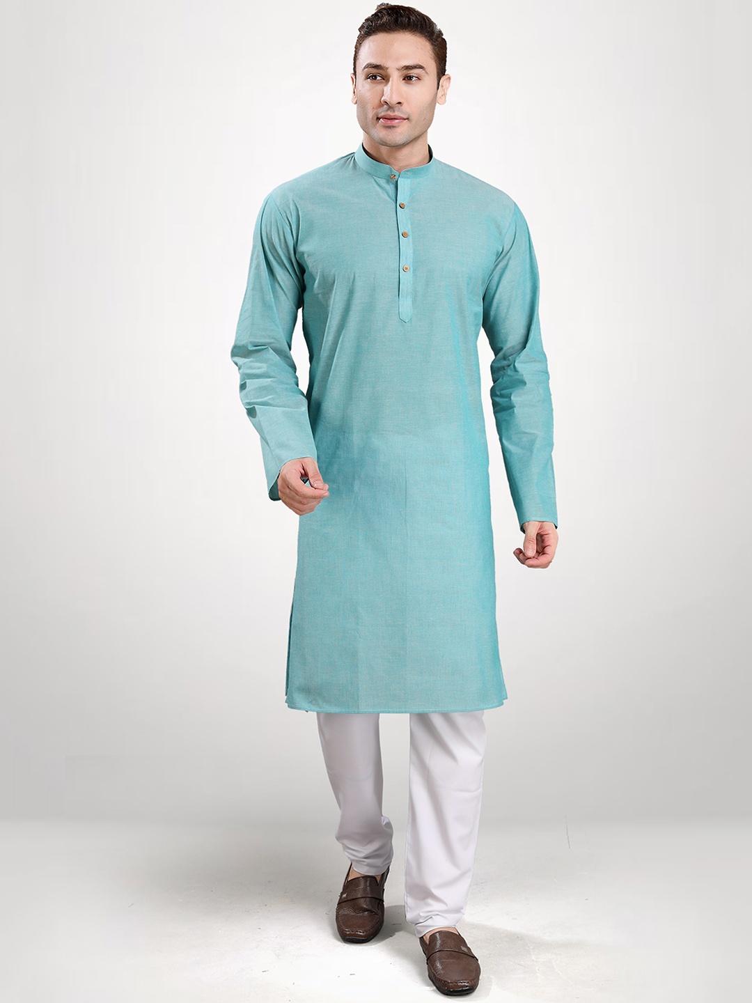 

RG DESIGNERS Men Blue Solid Kurta with Pyjamas