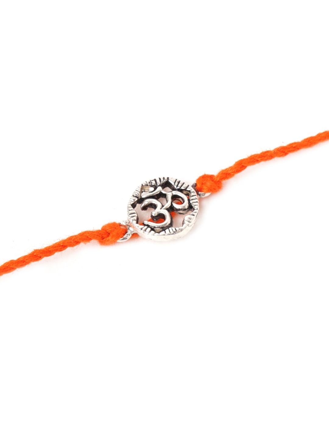 

ahilya Men Silver-Toned & Red Om Rakhi