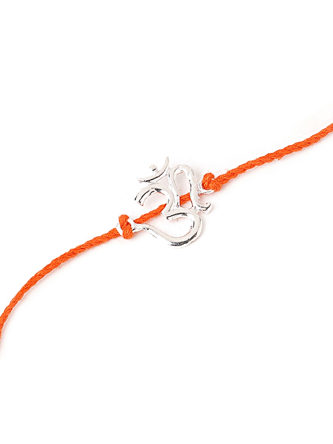 

ahilya Men Silver-Toned & Red Om Rakhi