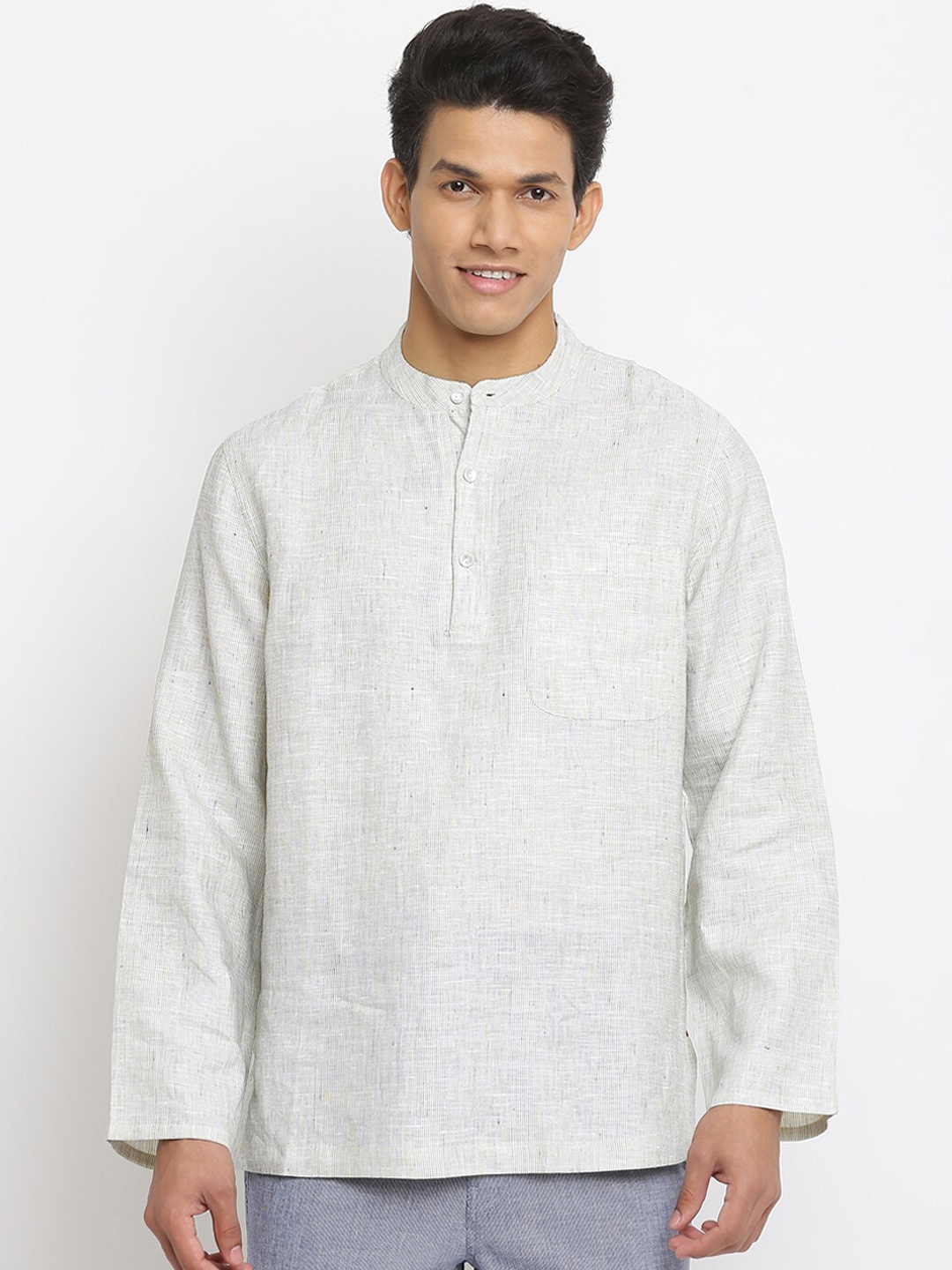 

Fabindia Men Grey Woven Design Kurta