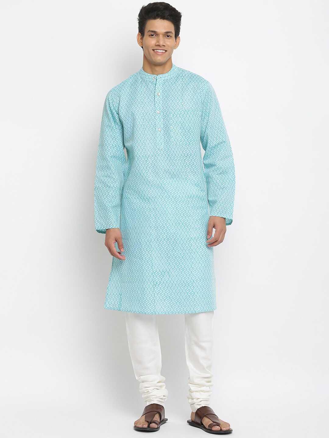 

Fabindia Men Blue Geometric Printed Kurta