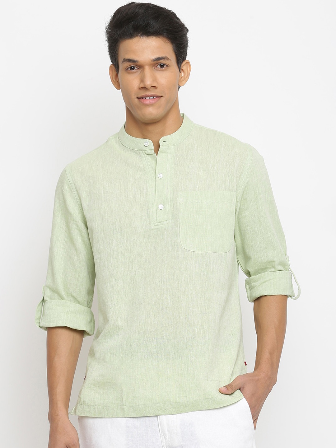 

Fabindia Men Green Solid Kurta