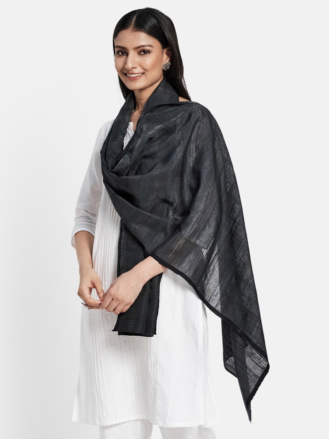 

Fabindia Women Black Striped Stole