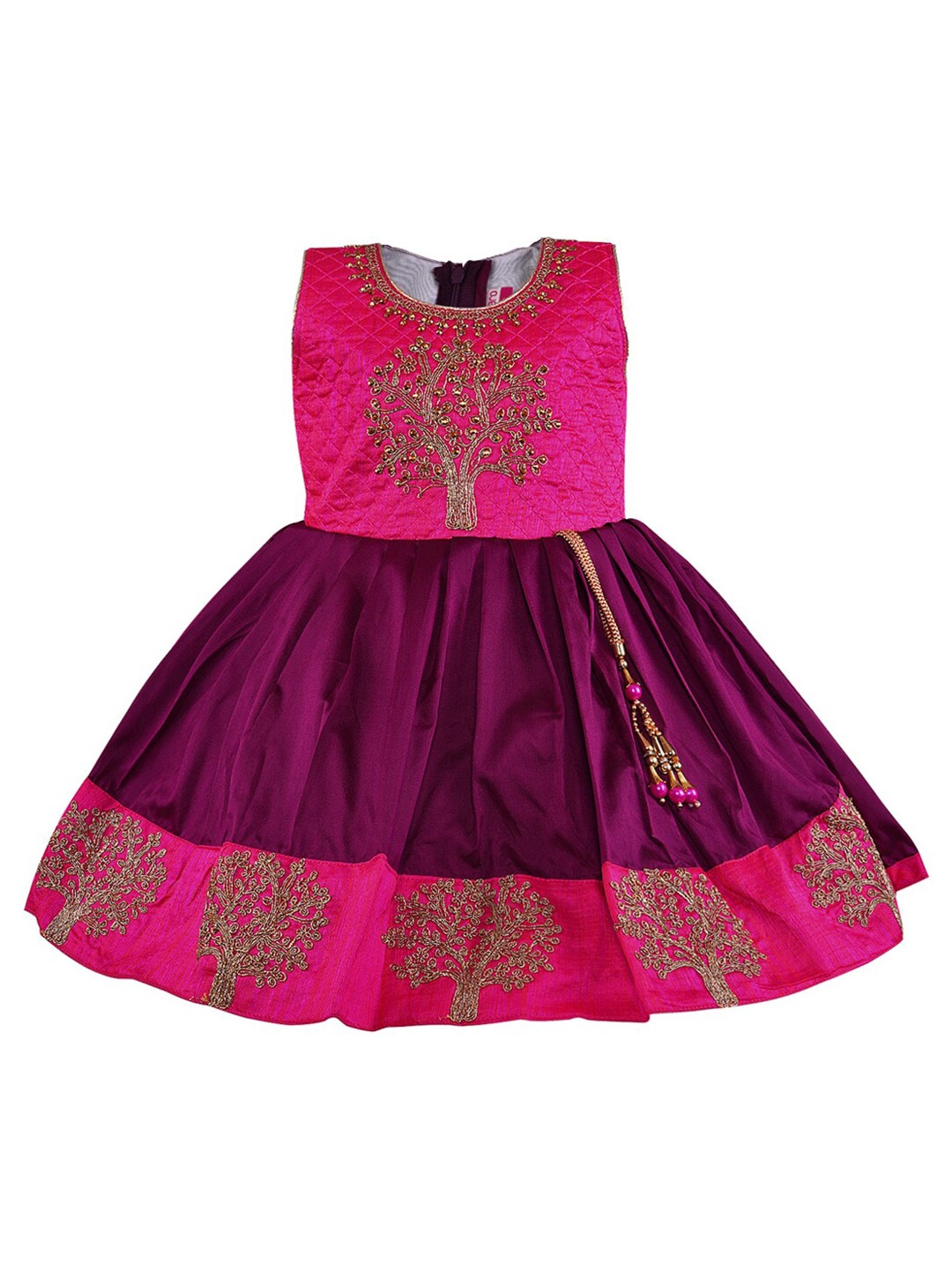 

Wish Karo Girls Purple & Pink Embellished Satin Dress