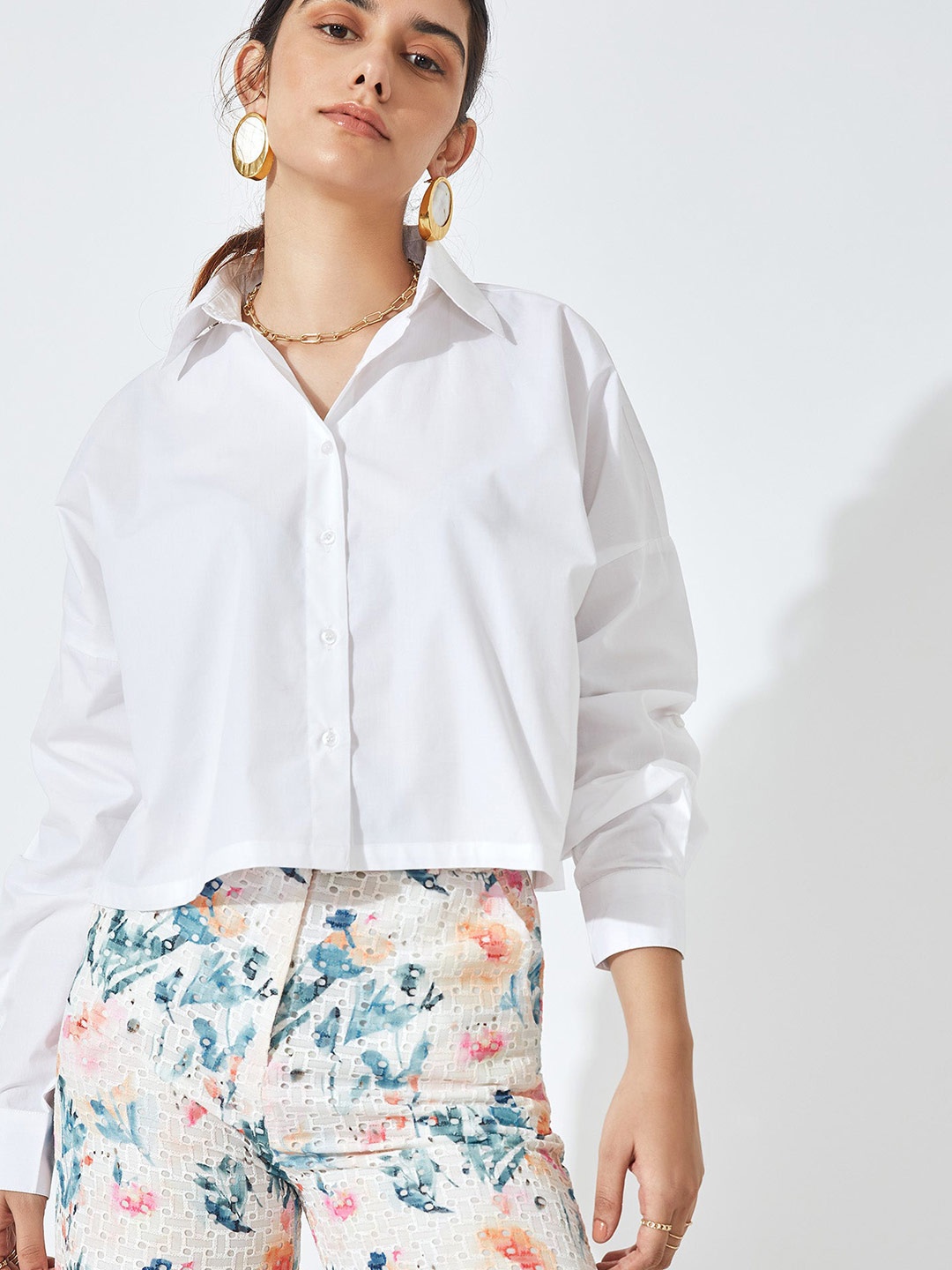 

The Label Life Women White Comfort Drop Shoulder Boxy Casual Shirt