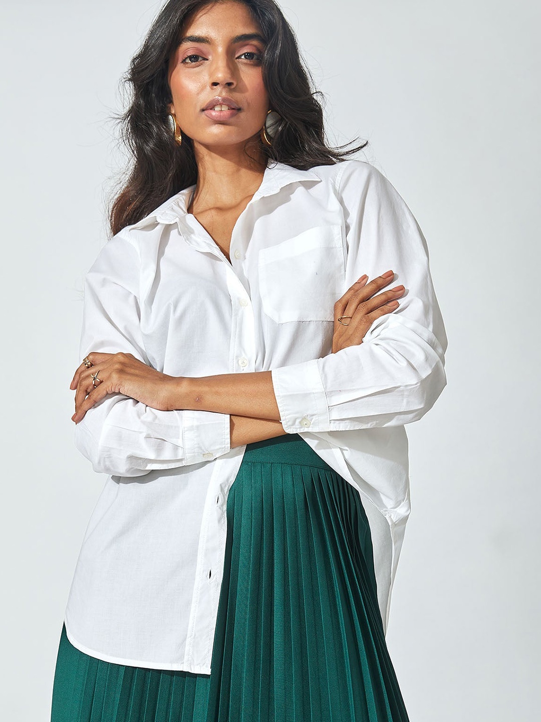 

The Label Life Women White Single Pocket Shirt