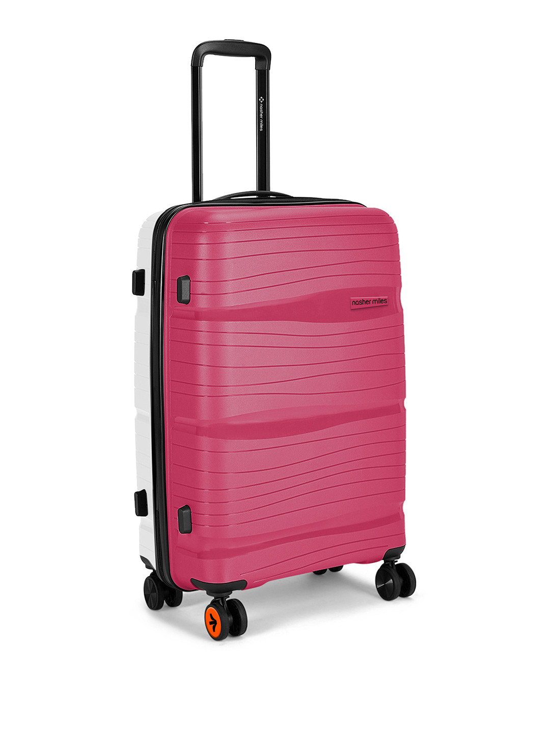 

Nasher Miles Unisex Magenta & Grey Color-Blocked Hard-Sided Cabin Size Trolley Bag