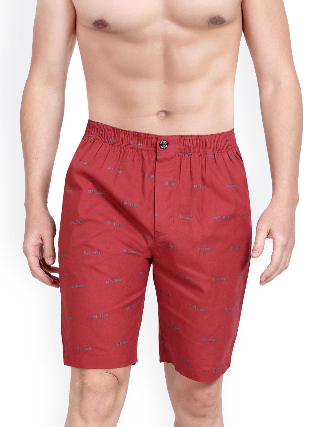 

Pepe Jeans Men Maroon Red & Black Printed Pure Cotton Boxers- ATB03-MAROON-AOP-S