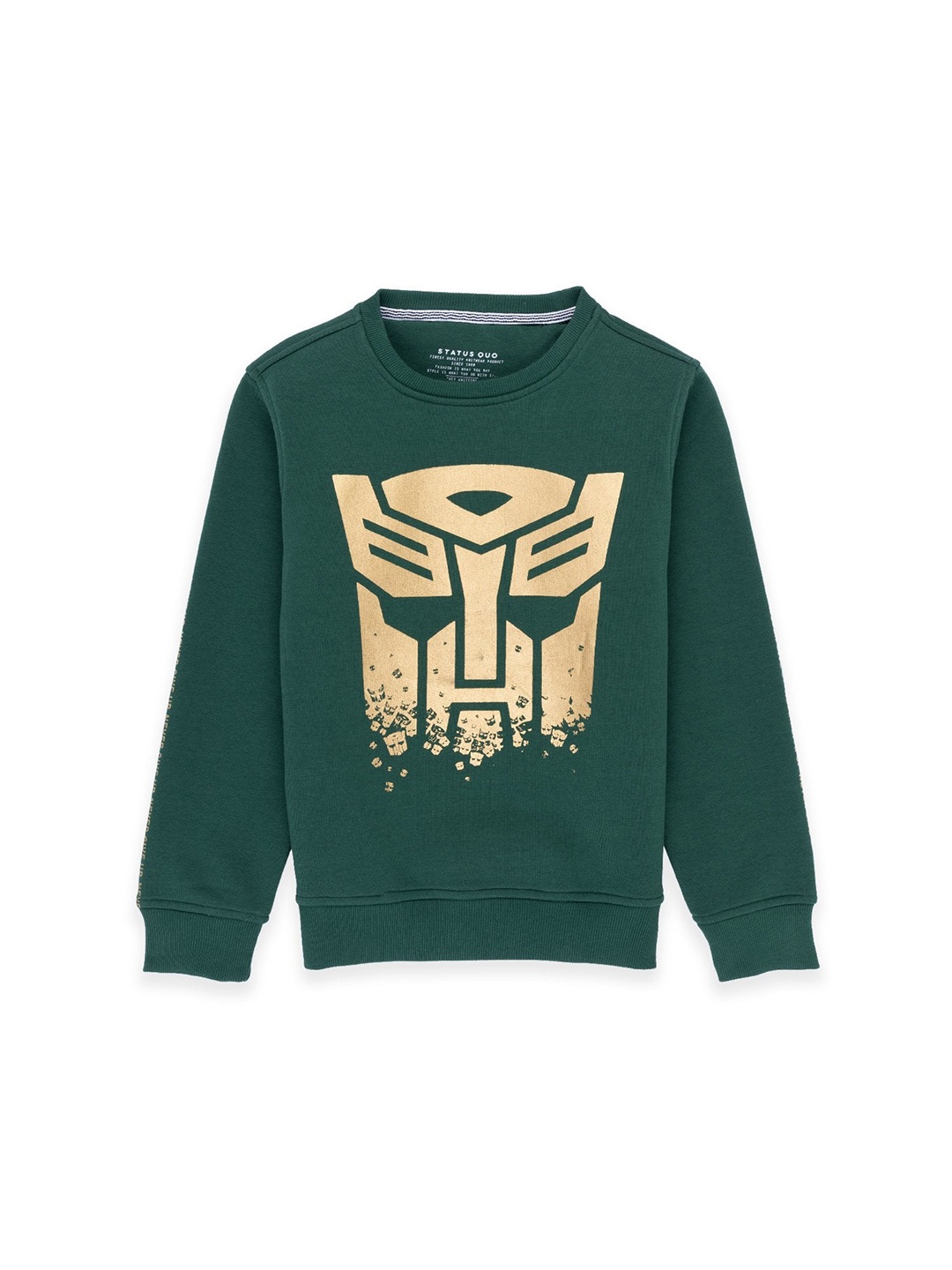 

Status Quo Boys Green and Gold Toned Graphic Printed Sweatshirt