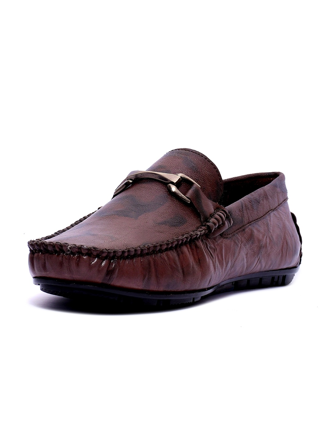 

Buckaroo Men Brown Printed Genuine Leather Horsebit Loafers