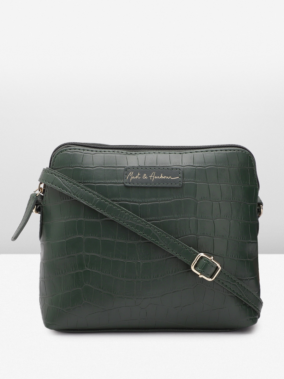 

Mast & Harbour Croc Textured Structured Sling Bag, Green