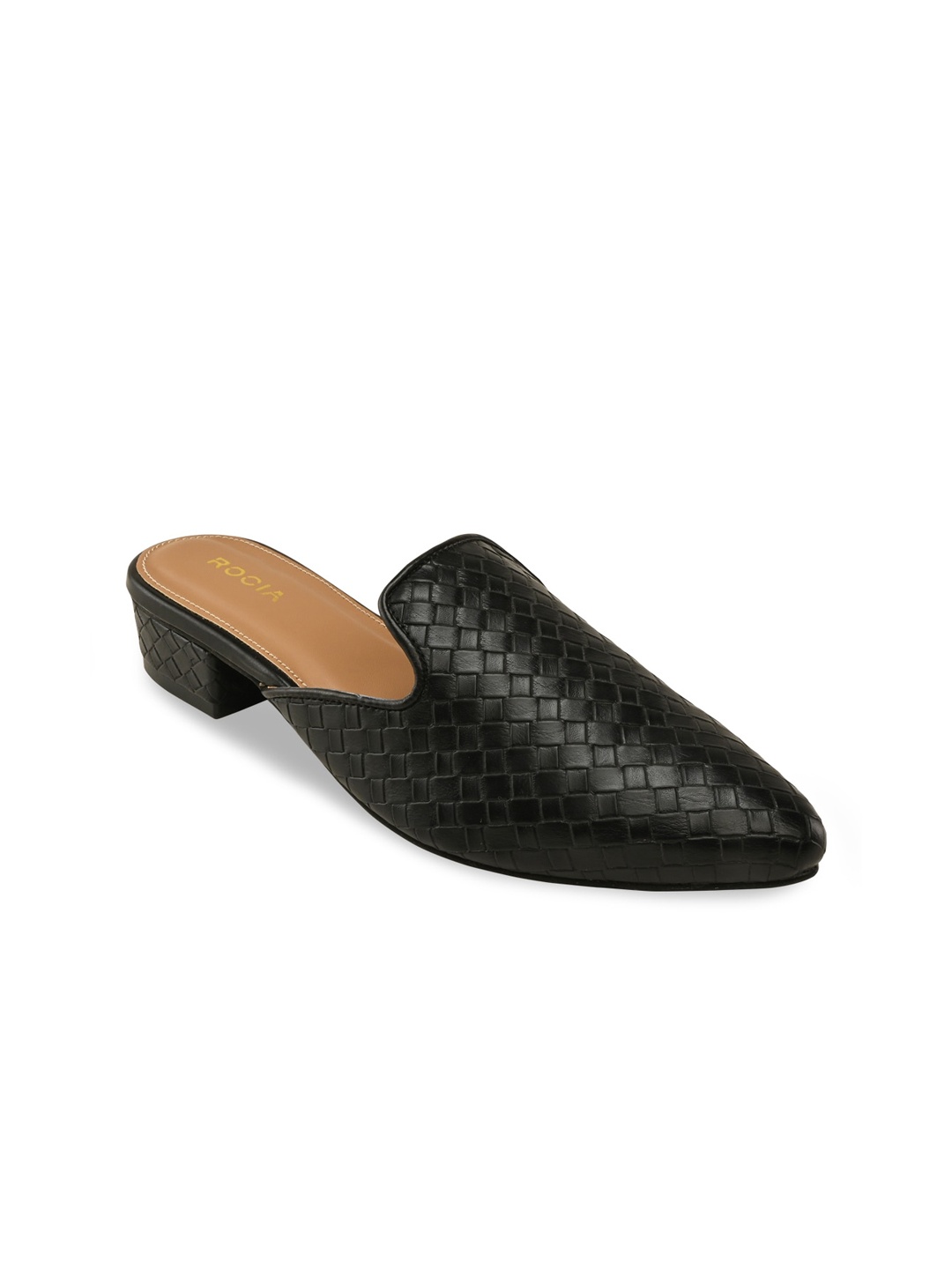 

Rocia Women Black Textured Block Mules