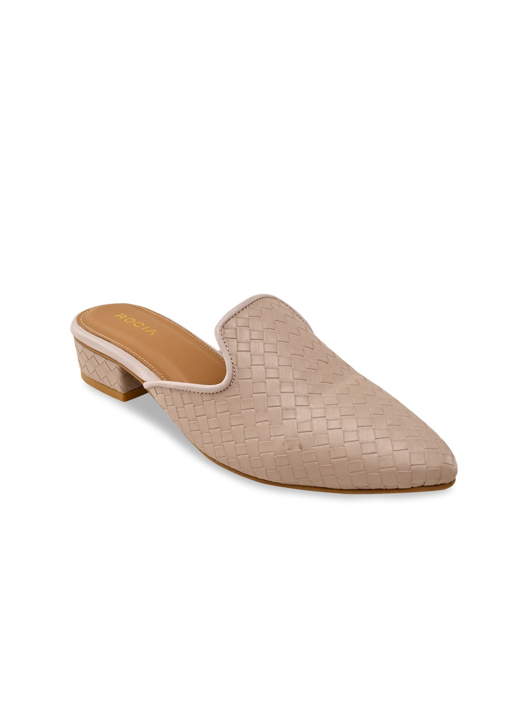 

Rocia Peach-Coloured Textured Block Heels
