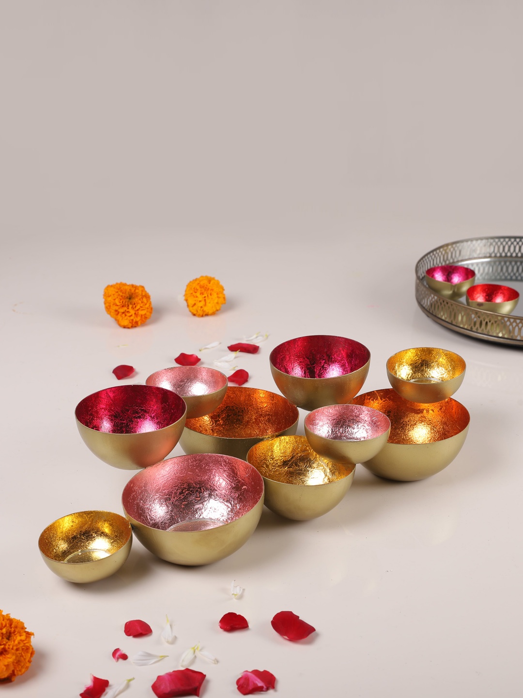 

HomeTown Red & Yellow Solid Metal Candle Holders