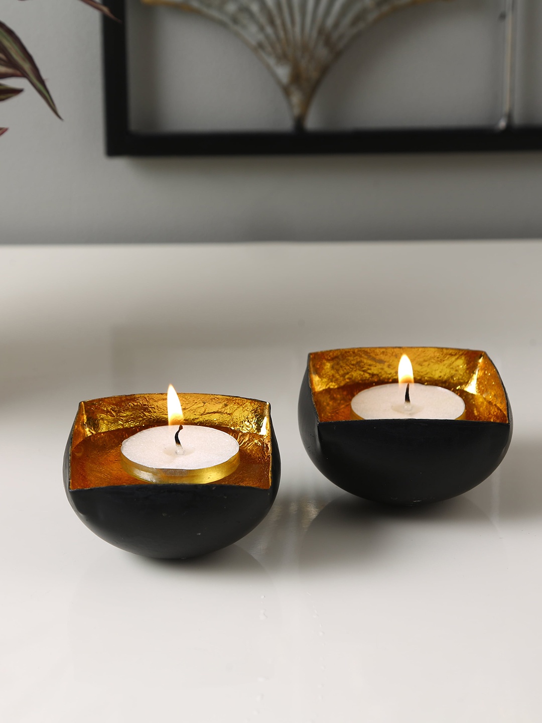 

HomeTown Set Of 2 Gold-Toned Iron Floating Diya