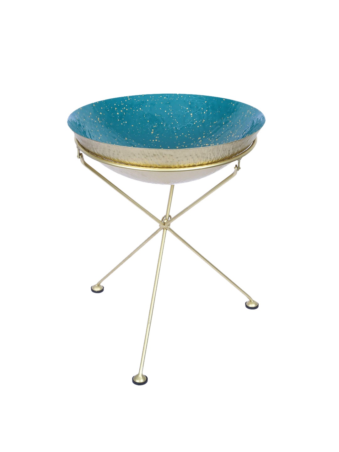 

HomeTown Blue & Gold Color-Blocked Decorative Bowl With Stand, Green