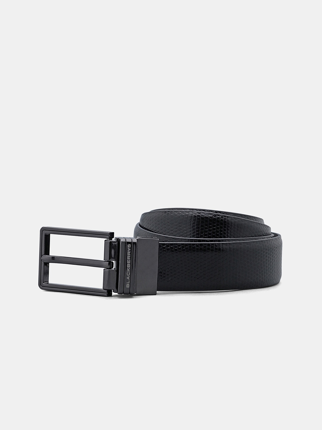 

Blackberrys Men Textured Leather Tang Belt, Black