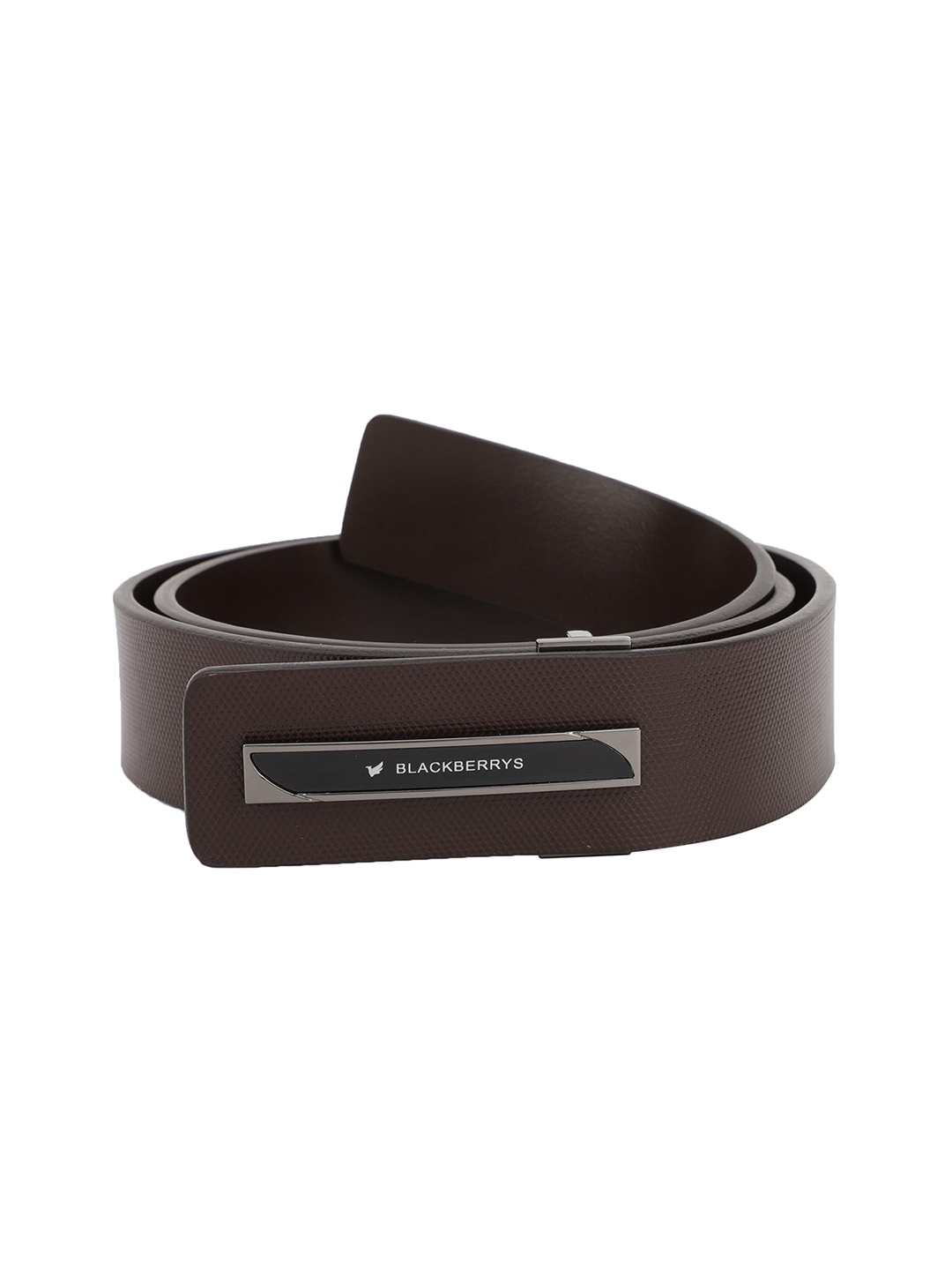 

Blackberrys Men Textured Slider Buckle Leather Belt, Brown