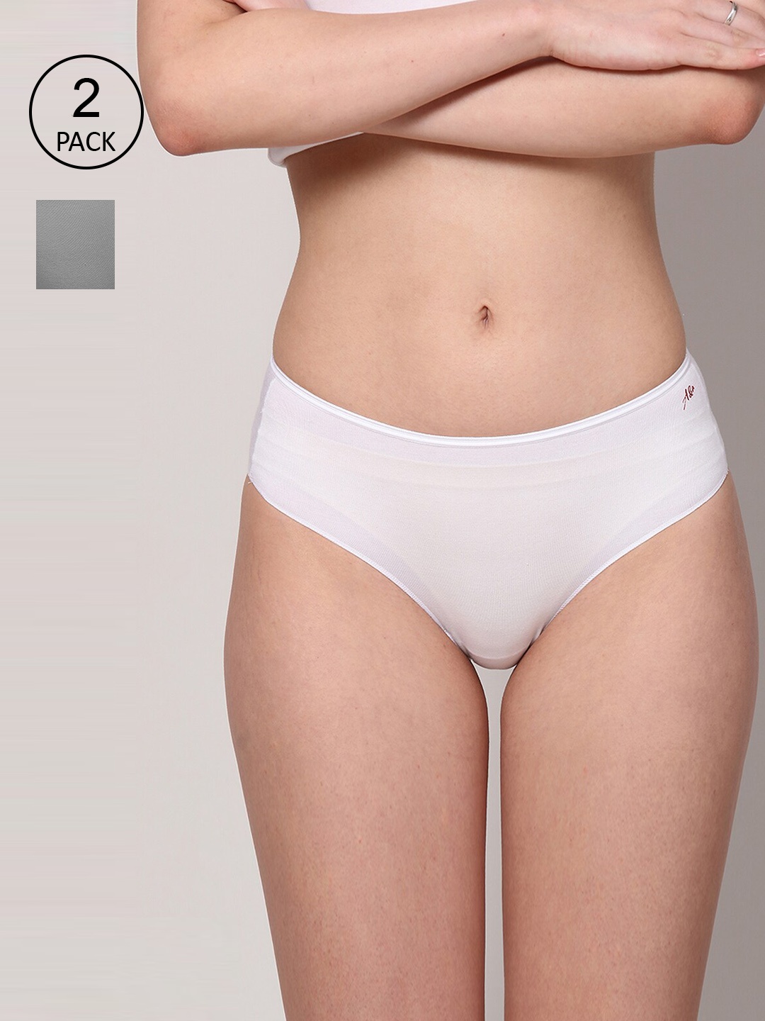 

Ashleyandalvis Women Pack of 2 Anti-Bacterial Anti Odour Modal Hipster AA-HP-SW-MG, White