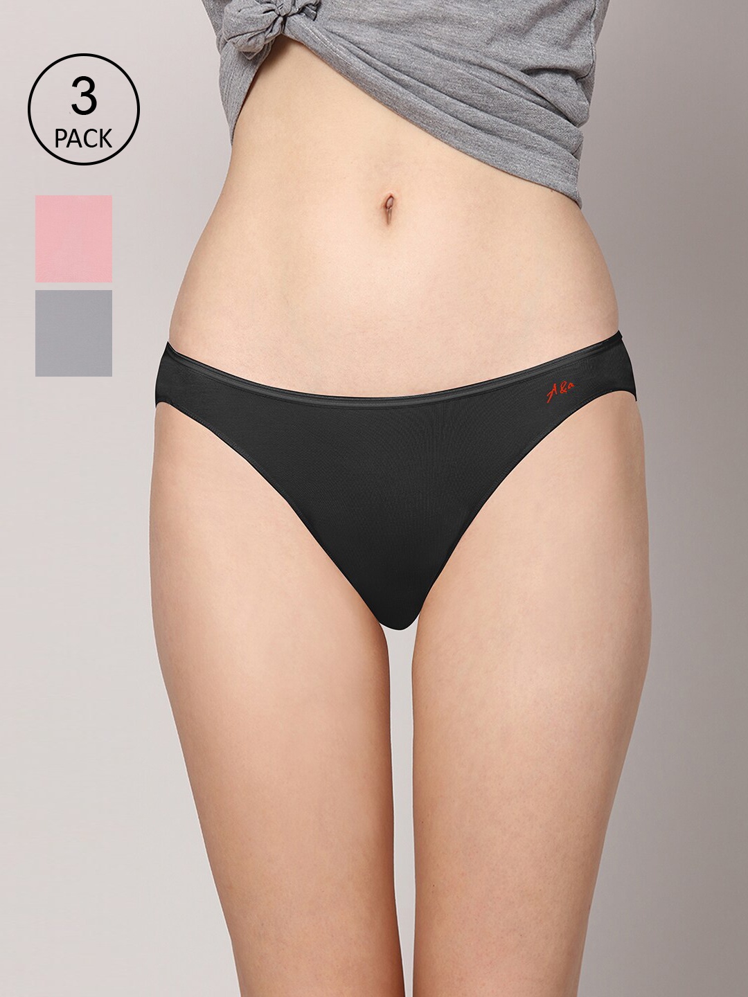 

AshleyandAlvis Women Pack of 3 Anti-Bacterial Bamboo MicroModal Bikini AA-BK-EB-MG-BP, Black