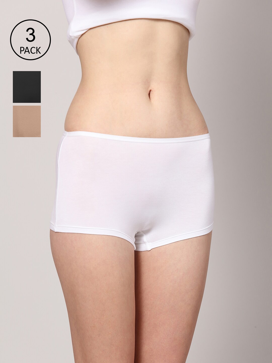 

AshleyandAlvis Women Pack of 3 Anti-Bacterial Bamboo MicroModal Boyshorts AA-BS-EB-SW-AN, White
