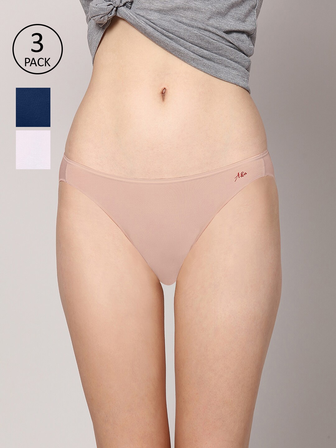 

Ashleyandalvis Women Pack of 3 Anti-Bacterial Anti Odour Modal Bikini AA-BK-SW-CB-AN, Nude