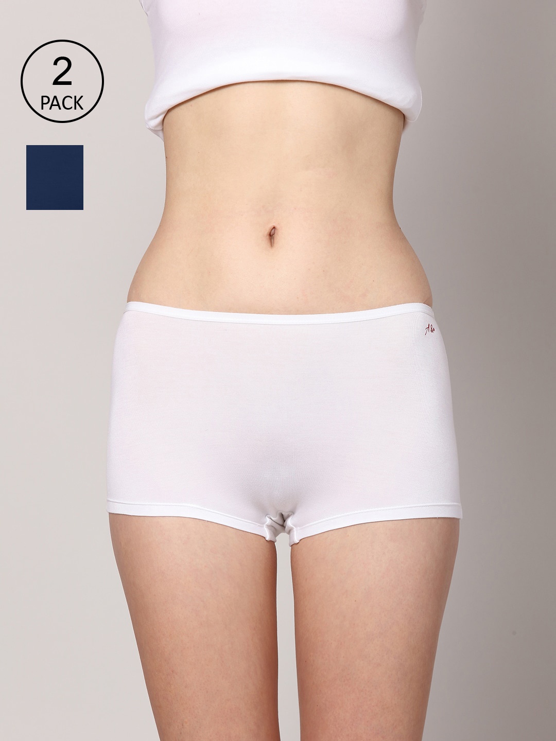 

AshleyandAlvis Women Pack of 2 Anti-Bacterial Bamboo MicroModal Boyshorts AA-BS-SW-CB, White