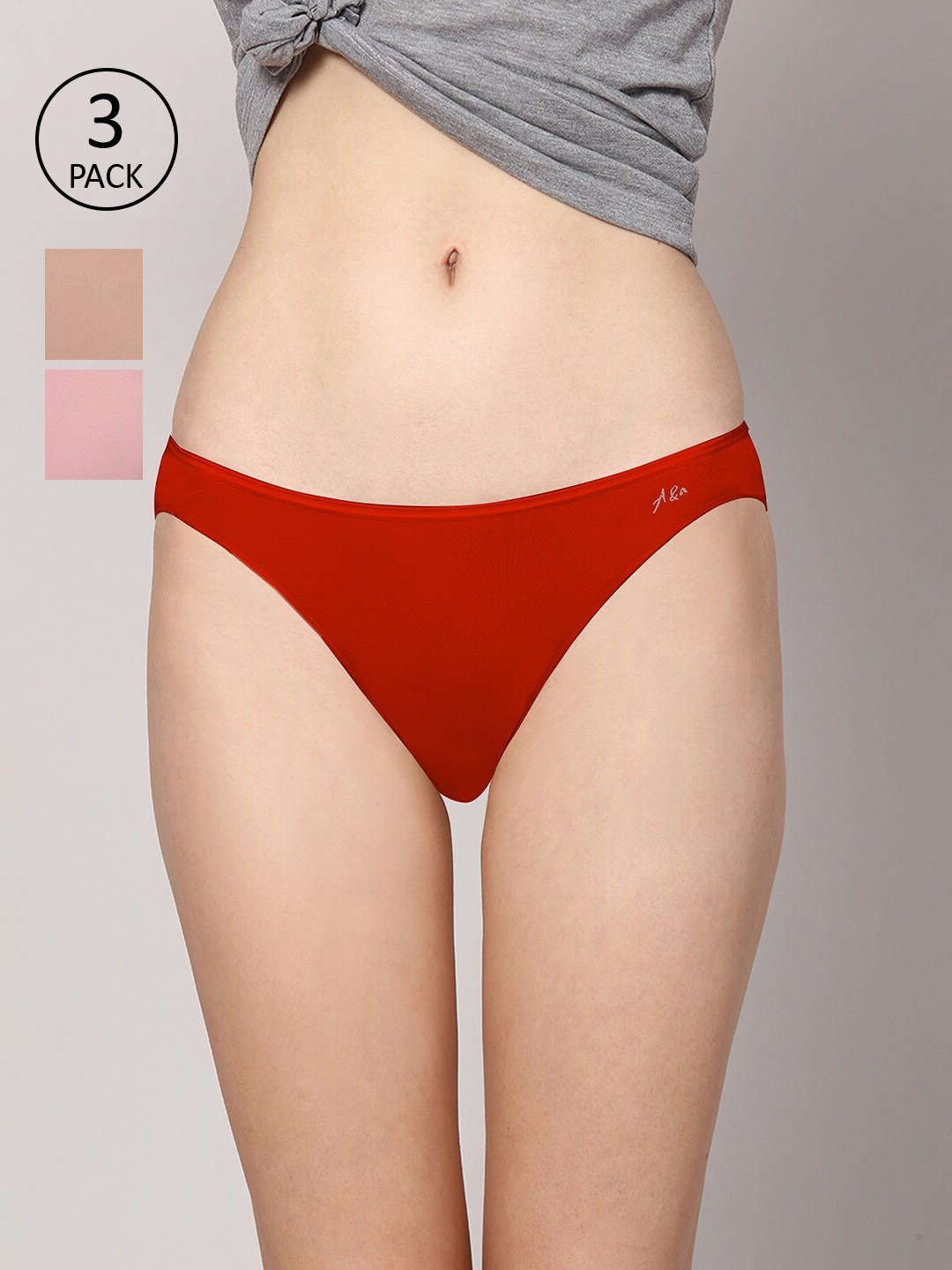 

AshleyandAlvis Women Pack of 3 Anti-Bacterial Bamboo MicroModal Bikini AA-BK-BP-AN-SR, Pink