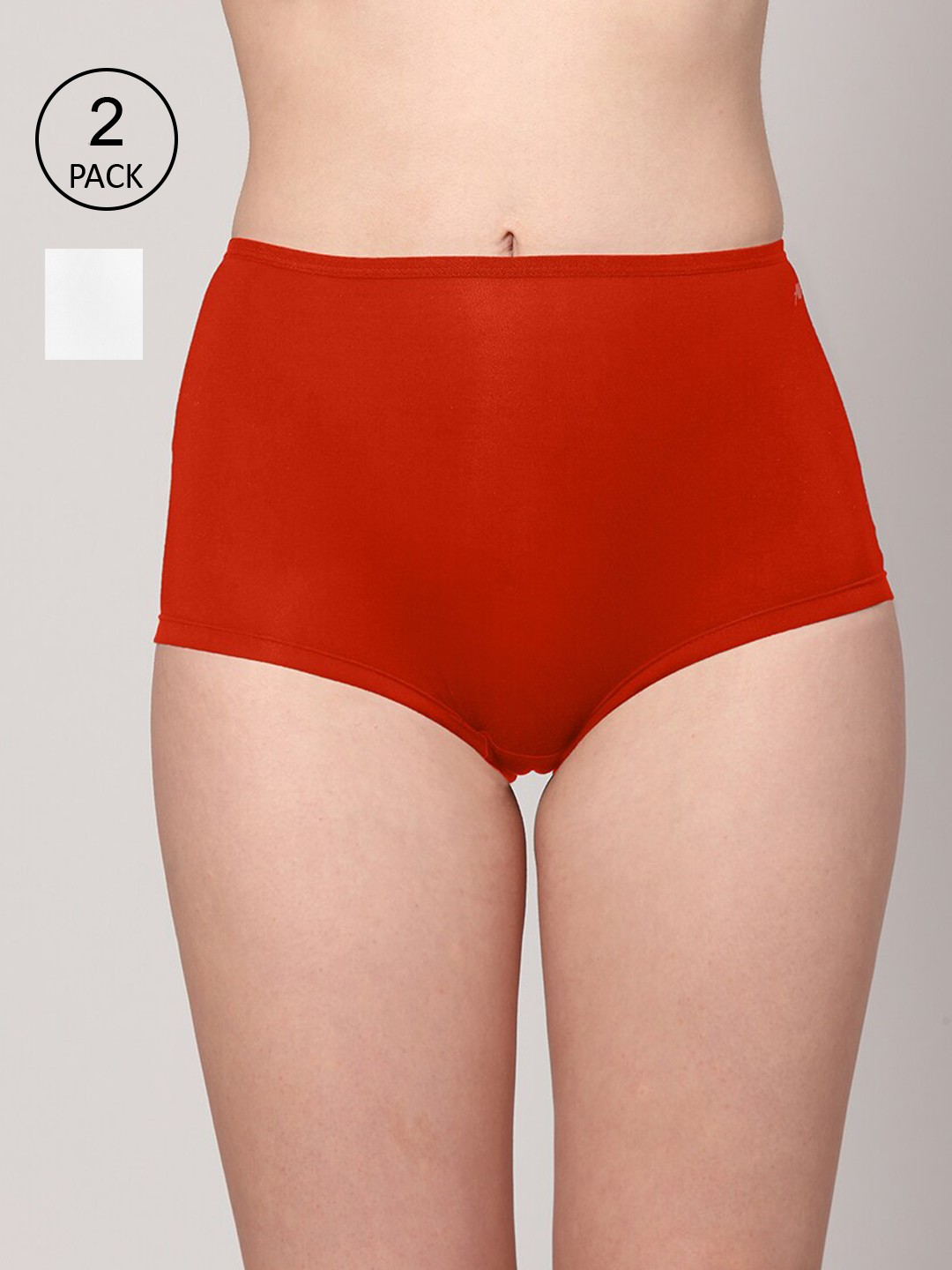 

AshleyandAlvis Women Pack of 2 Solid Anti-Bacterial Bamboo MicroModal Boysleg AA-BL-SW-SR, Red