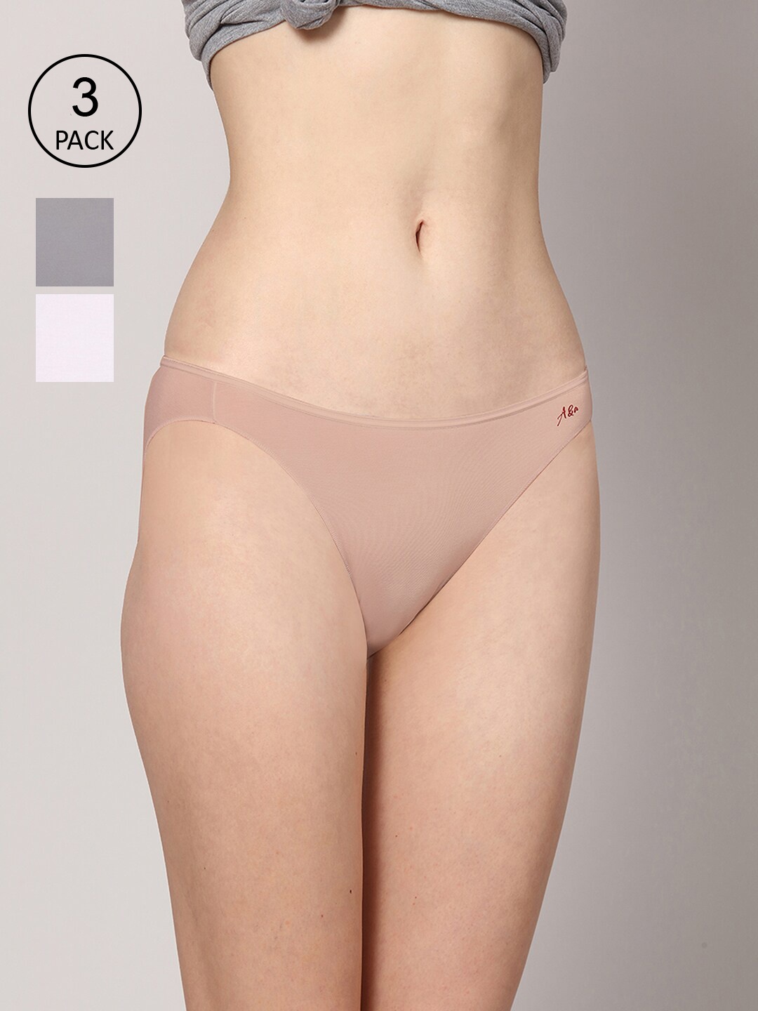 

AshleyandAlvis Women Pack of 3 Anti-Bacterial Bamboo MicroModal Bikini AA-BK-SW-MG-AN, Nude