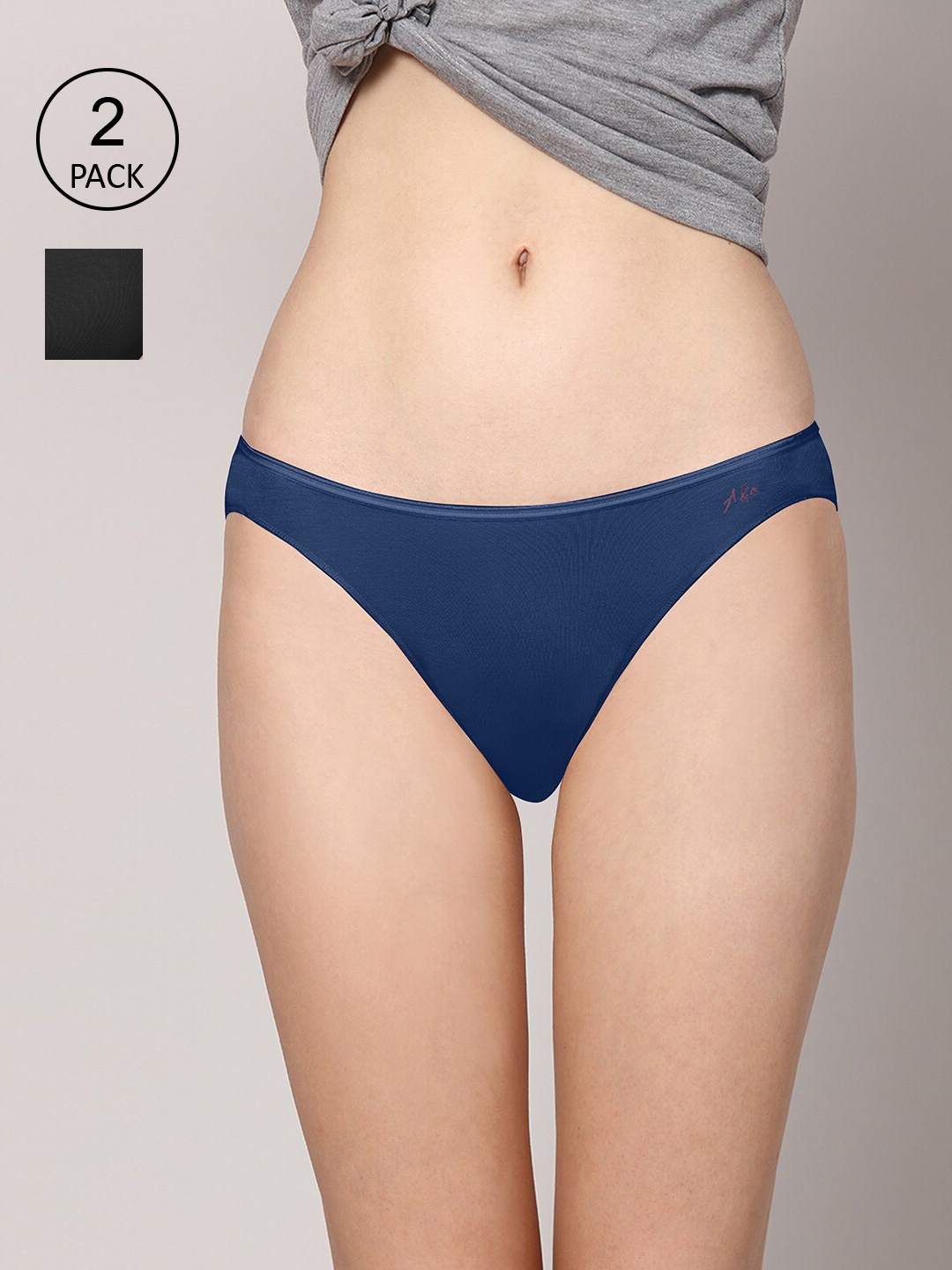 

AshleyandAlvis Women Pack of 2 Solid Anti-Bacterial Bamboo MicroModal Bikini AA-BK-EB-CB, Black