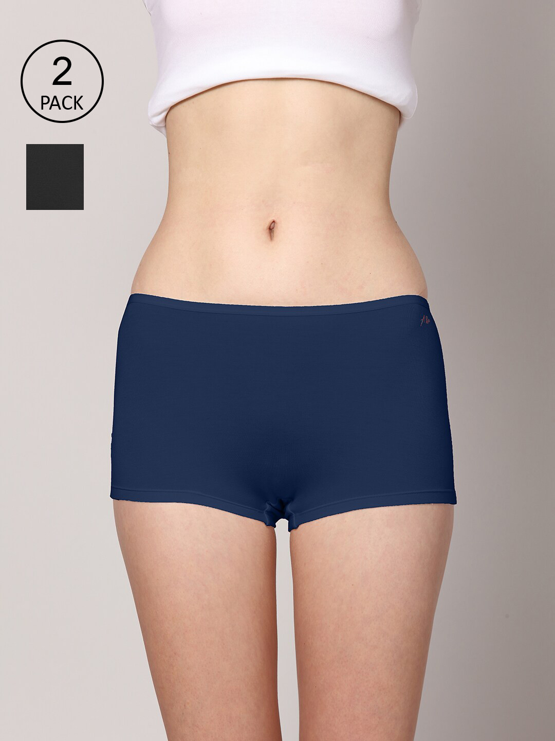 

AshleyandAlvis Women Pack of 2 Anti-Bacterial Bamboo MicroModal Boyshorts AA-BS-EB-CB, Navy blue