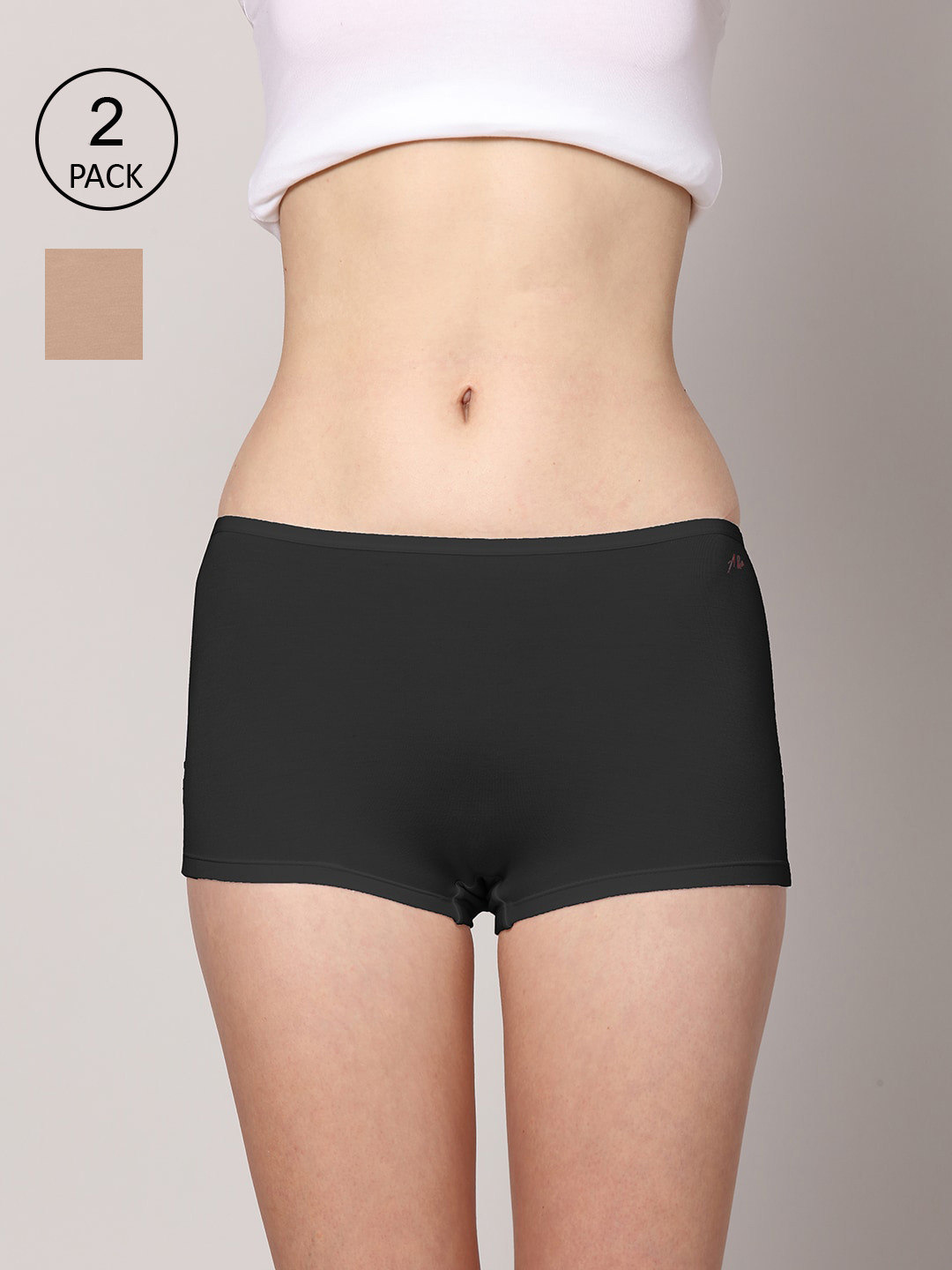 

AshleyandAlvis Women Pack of 2 Anti-Bacterial Bamboo MicroModal Boyshorts AA-BS-EB-AN, Black