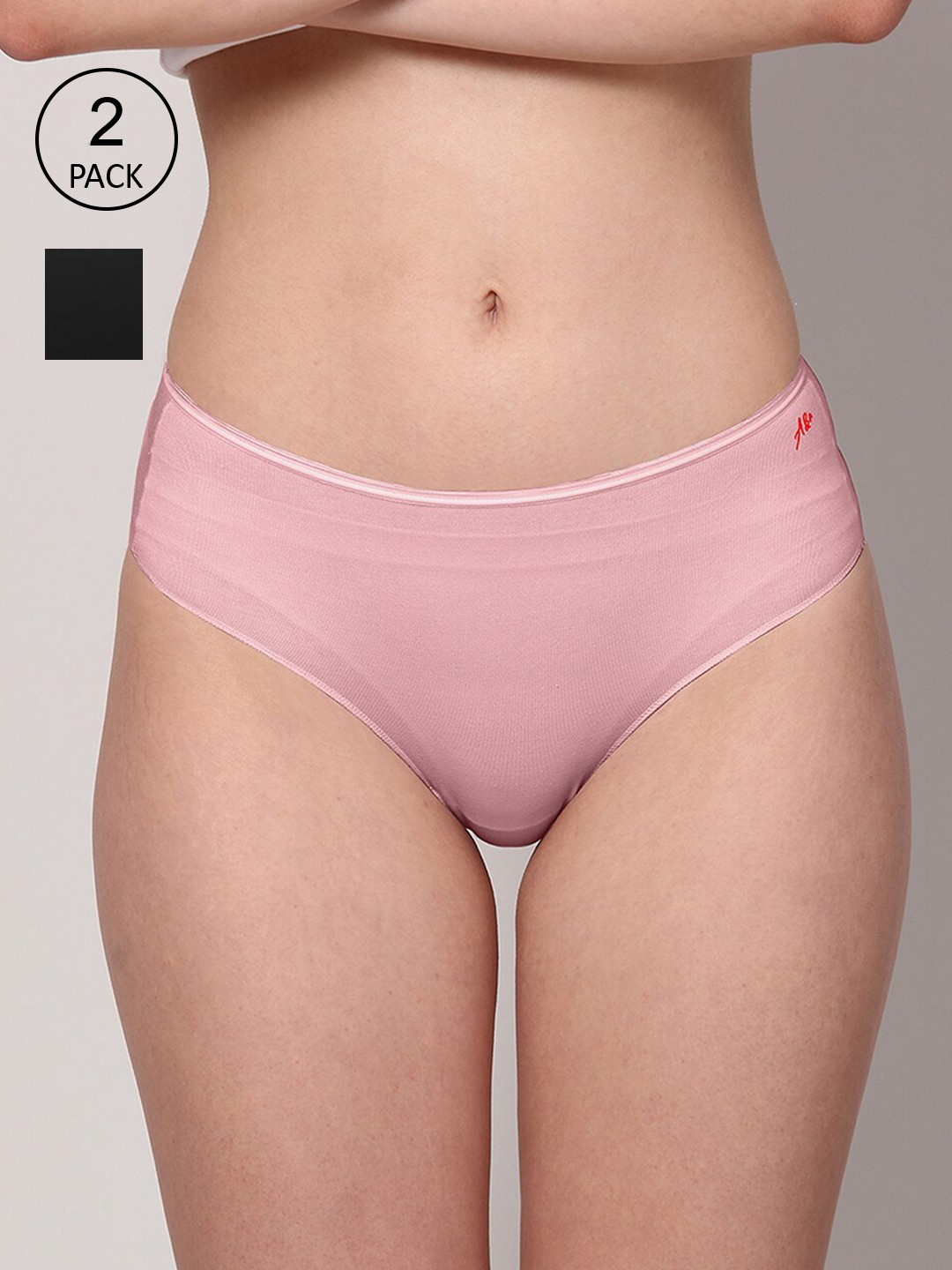 

AshleyandAlvis Women Pack of 2 Solid Anti-Bacterial Bamboo MicroModal Hipster AA-HP-EB-BP, Pink