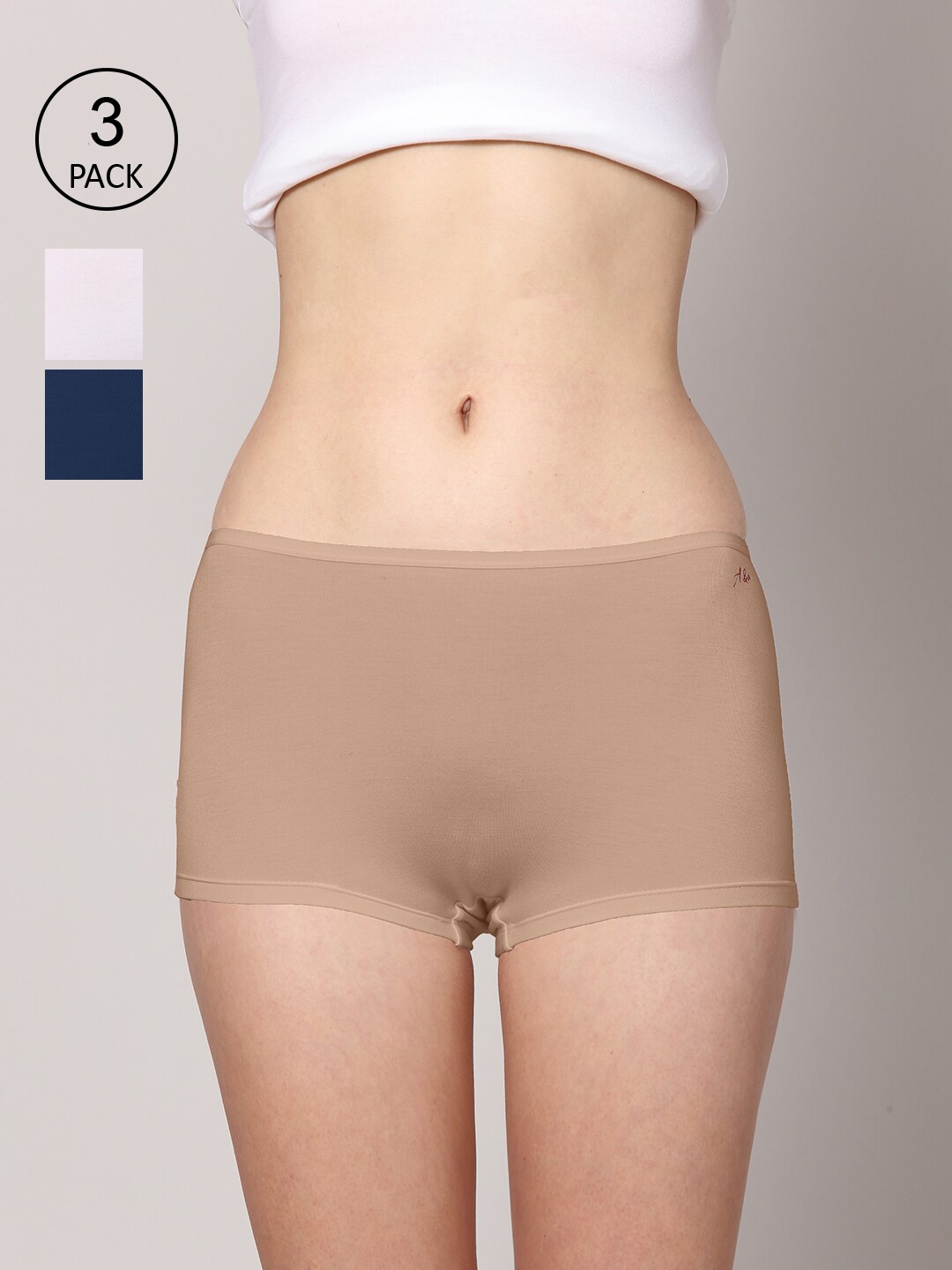 

AshleyandAlvis Women Pack of 3 Anti-Bacterial Bamboo MicroModal Boyshorts AA-BS-SW-CB-AN, Beige