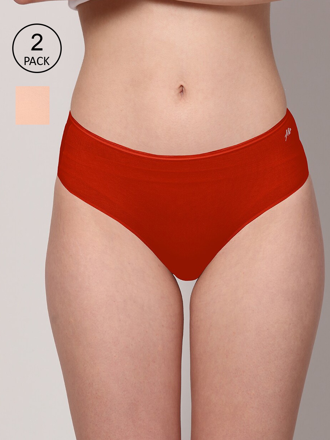 

AshleyandAlvis Women Pack of 2 Solid Anti-Bacterial Bamboo MicroModal Hipster AA-HP-AN-SR, Red