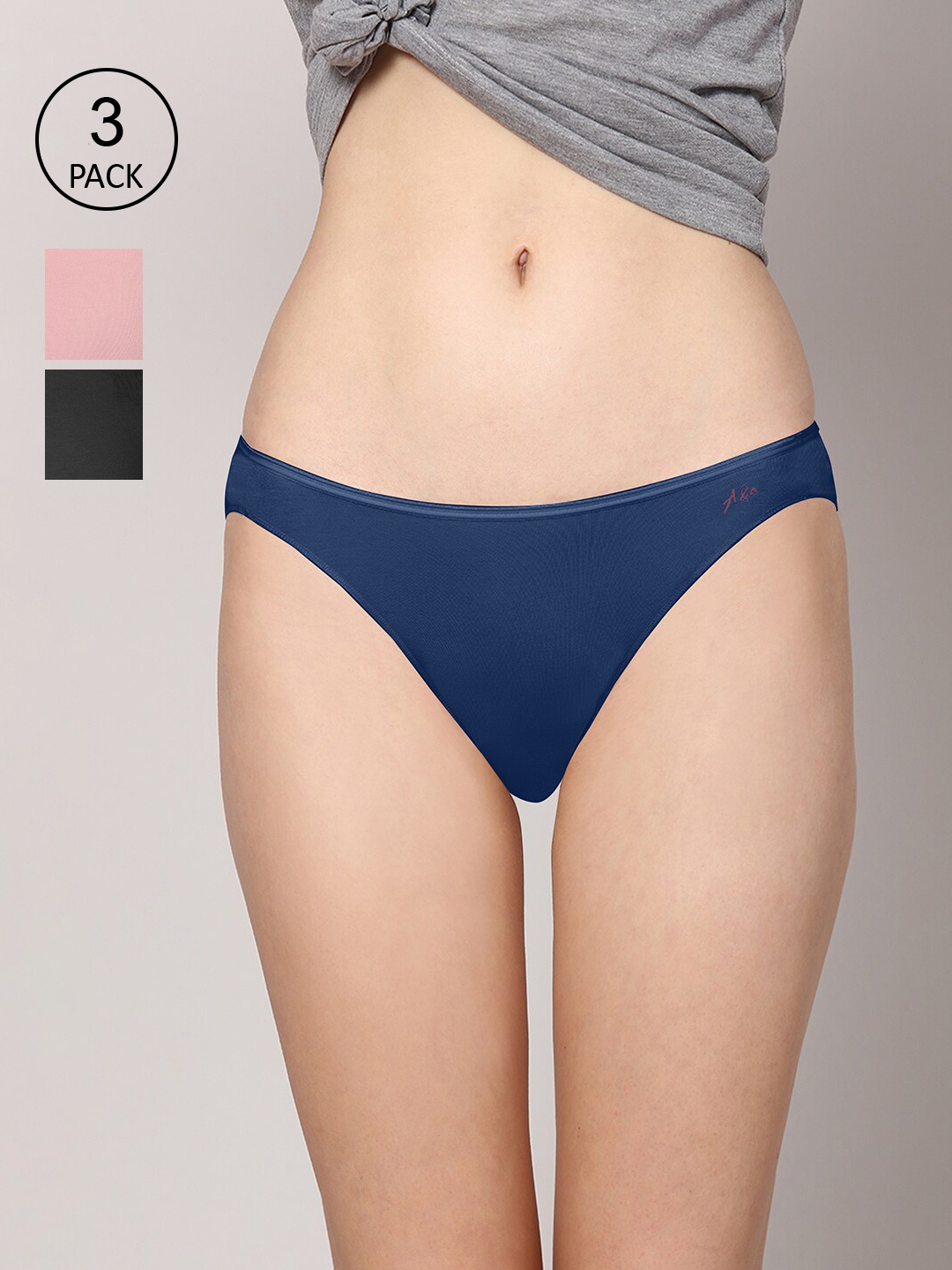

AshleyandAlvis Women Pack of 3 Anti-Bacterial Bamboo MicroModal Bikini AA-BK-EB-BP-CB, Teal