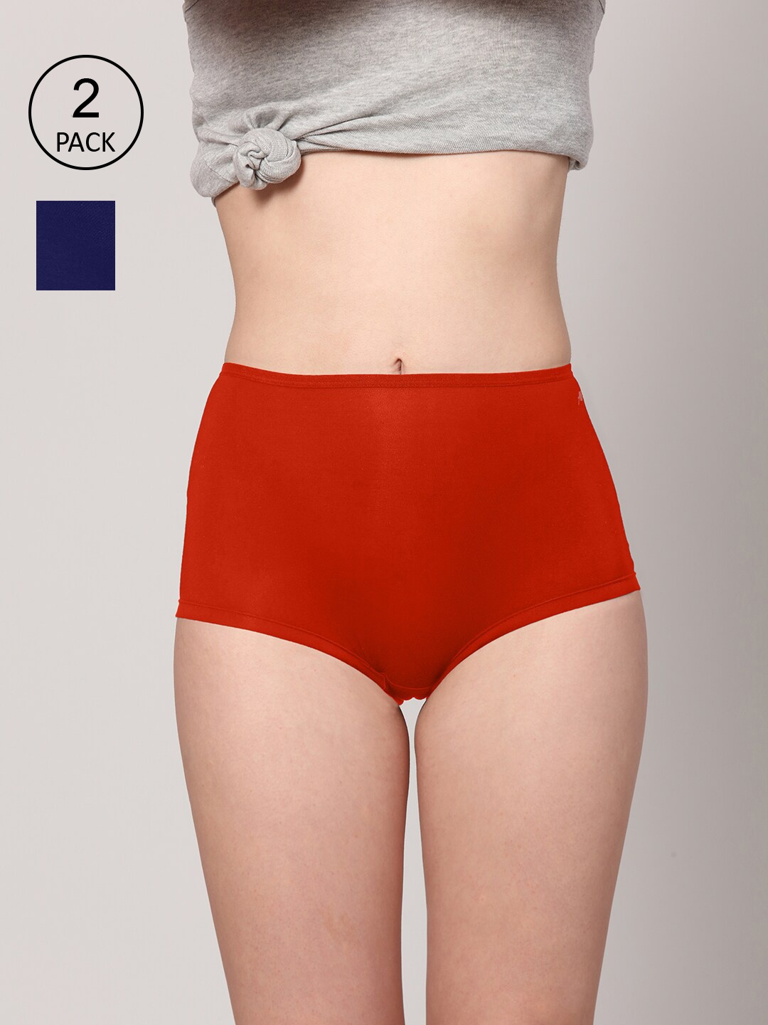 

AshleyandAlvis Women Pack of 2 Solid Anti-Bacterial Bamboo MicroModal Boysleg AA-BL-CB-SR, Red