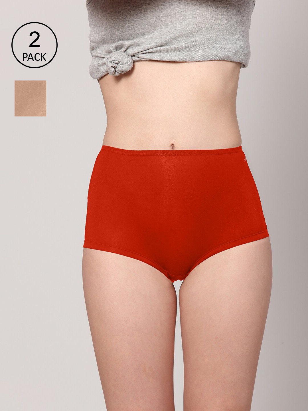 

AshleyandAlvis Women Pack of 2 Solid Anti-Bacterial Bamboo MicroModal Boysleg AA-BL-AN-SR, Red