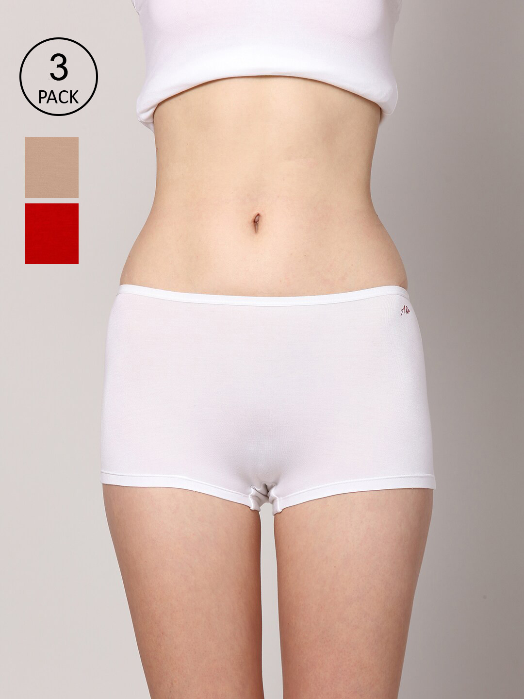 

AshleyandAlvis Women Pack of 3 Anti-Bacterial Bamboo MicroModal Boyshorts AA-BS-SW-AN-SR, White