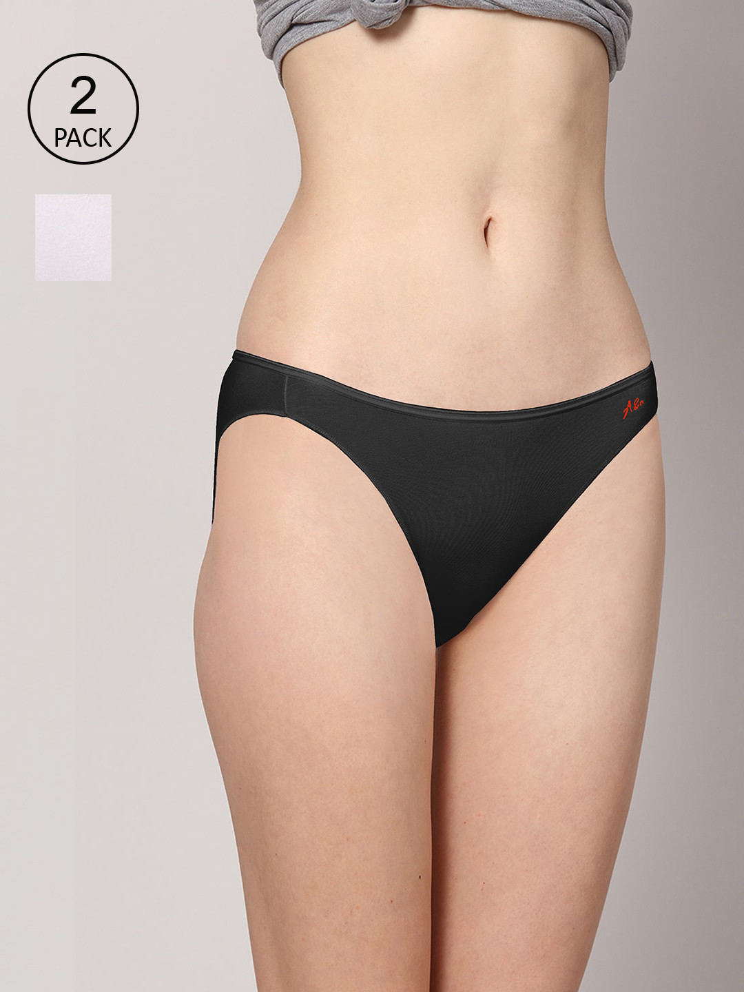 

AshleyandAlvis Women Pack of 2 Solid Anti-Bacterial Bamboo MicroModal Bikini AA-BK-EB-SW, White