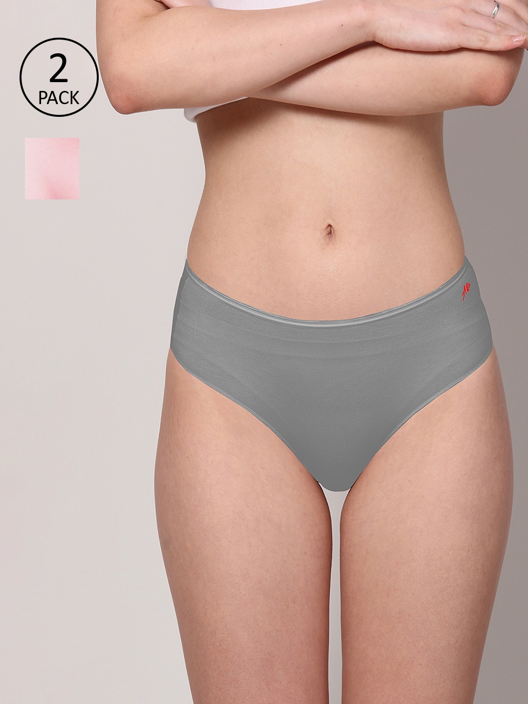 

AshleyandAlvis Women Pack of 2 Solid Anti-Bacterial Bamboo MicroModal Hipster AA-HP-MG-BP, Grey
