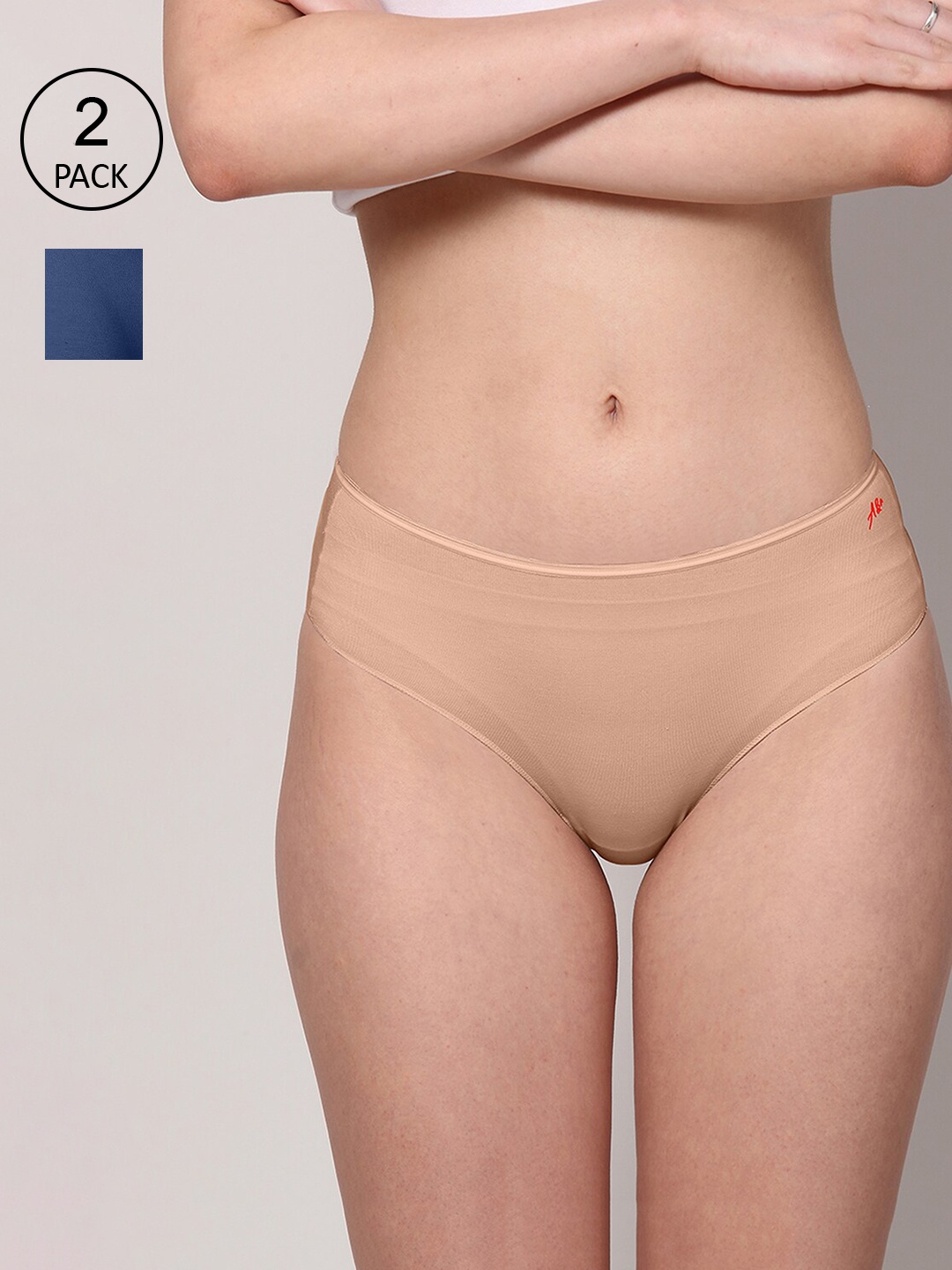 

AshleyandAlvis Women Pack of 2 Solid Anti-Bacterial Bamboo MicroModal Hipster AA-HP-CB-AN, Nude