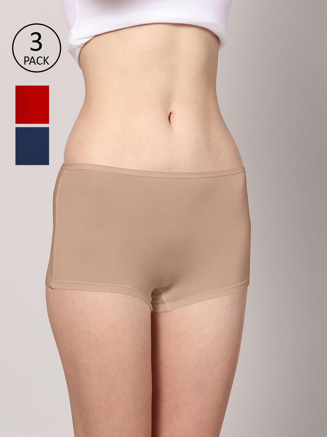 

AshleyandAlvis Women Pack of 3 Anti-Bacterial Bamboo MicroModal Boyshorts AA-BS-CB-AN-SR, Nude