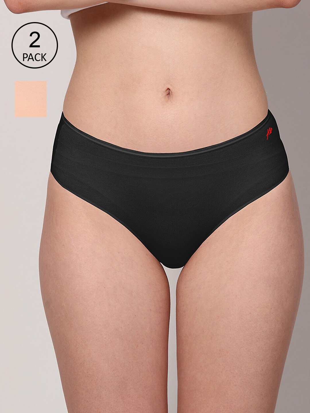 

AshleyandAlvis Women Pack of 2 Solid Anti-Bacterial Bamboo MicroModal Hipster AA-HP-EB-AN, Black