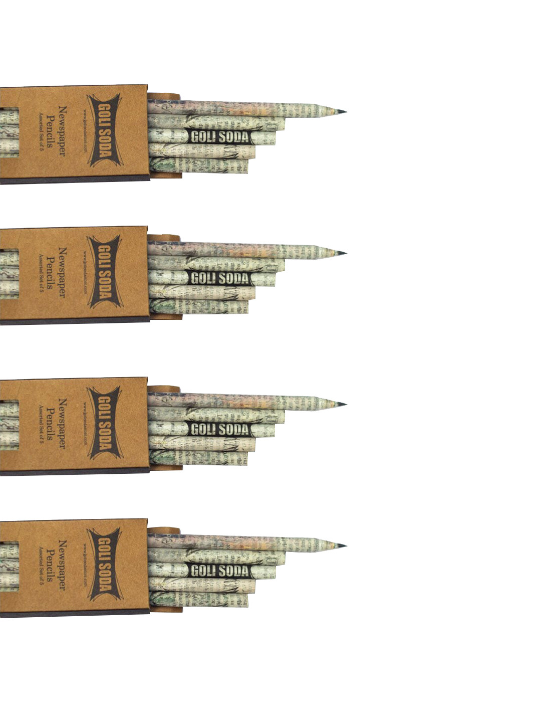 

GOLI SODA Pack of 20 Multicolor Upcycled Newspaper Pencils, Brown