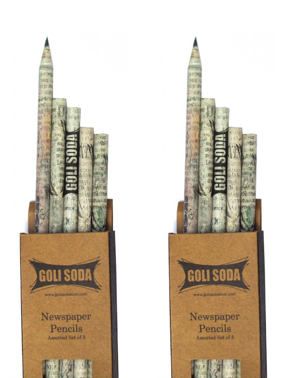 

GOLI SODA Pack Of 10 Off-White Upcycled Newspaper Pencils, Na