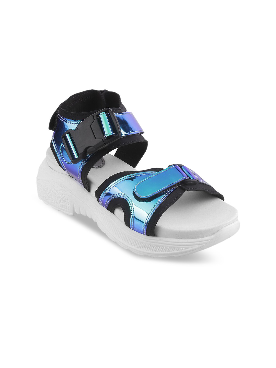

Catwalk Blue And Green Block Sandals with Buckles